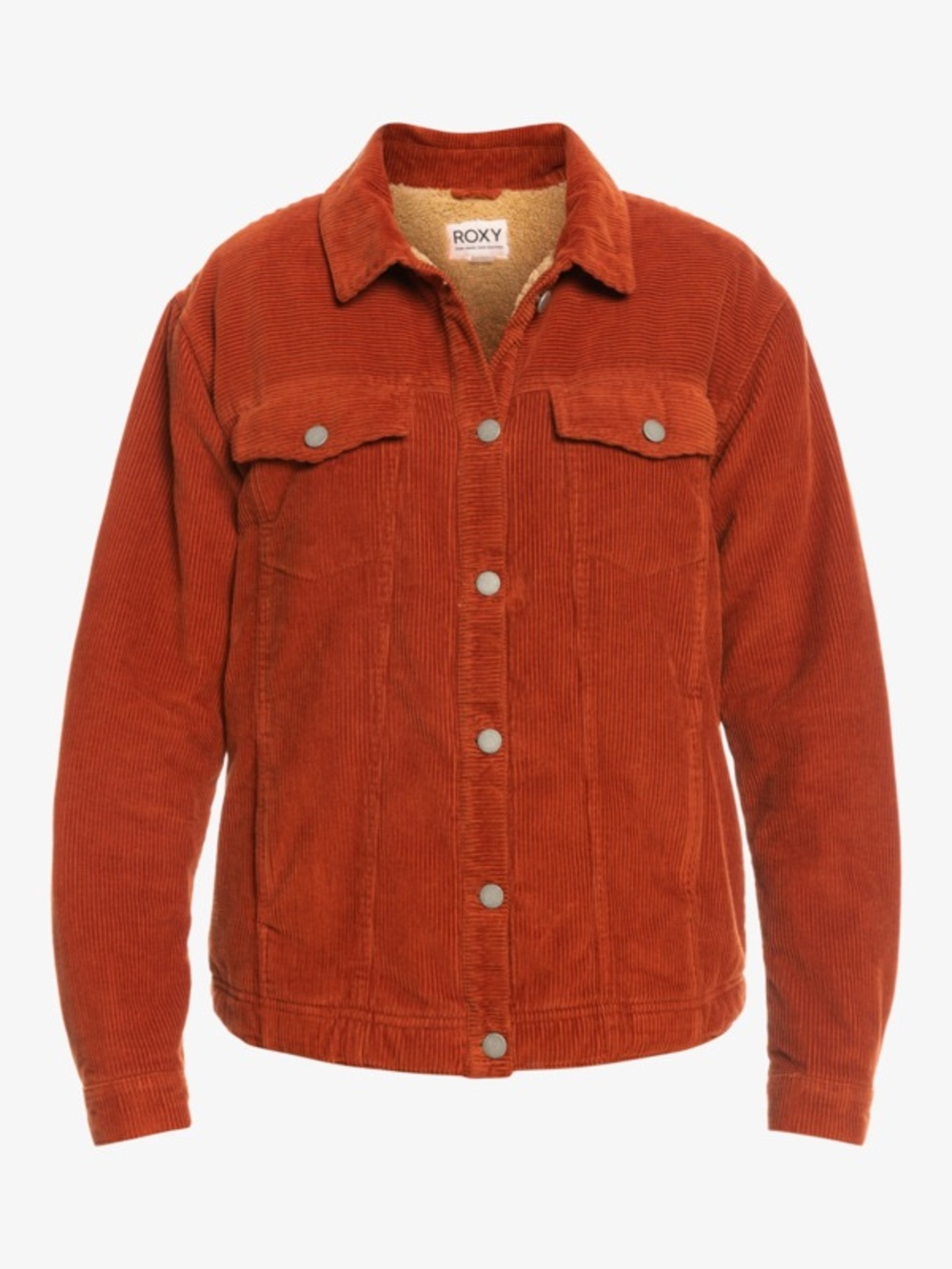 Roxy Billie Corduroy Sherpa-lined Trucker Jacket Burnt Orange - Picture 1 of 9